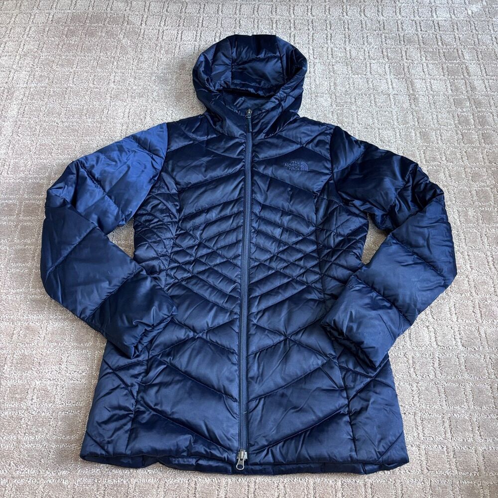 The North Face Aconcagua 550 Down Parka Jacket Women's S Navy Blue Hood Long
